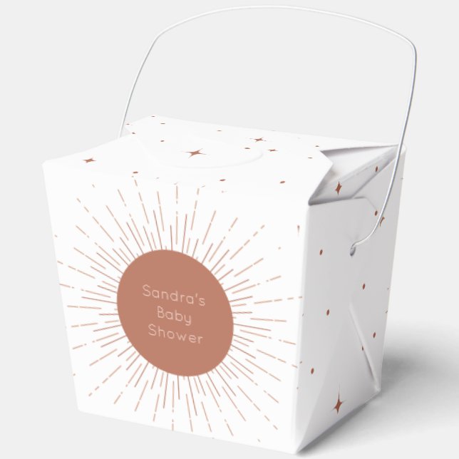 Boho Sun Terracotta Baby Shower Favor Boxes (Front)