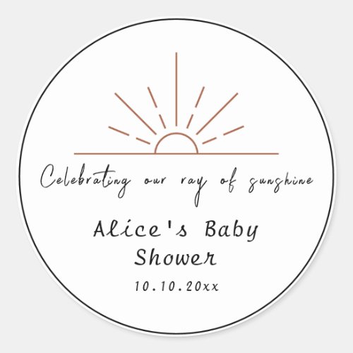 Boho Sun Thank You Baby Shower Anniversary  Classic Round Sticker