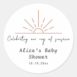 Boho Sun Thank You Baby Shower Anniversary Classic Round Sticker