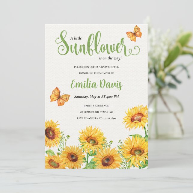 Boho Sunflowe Baby Shower Invitation (Standing Front)