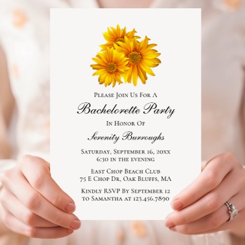 Boho Sunflower Country Yellow Floral Bachelorette Invitation