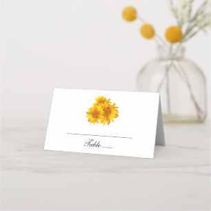 Boho Sunflower Country Yellow Floral Wedding Party Place Card