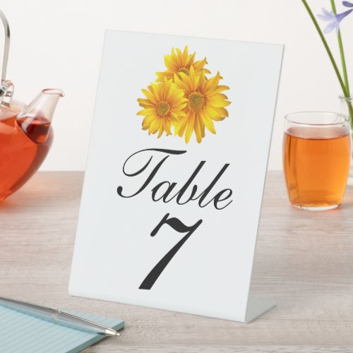 Boho Sunflower Country Yellow Floral Wedding  Pedestal Sign