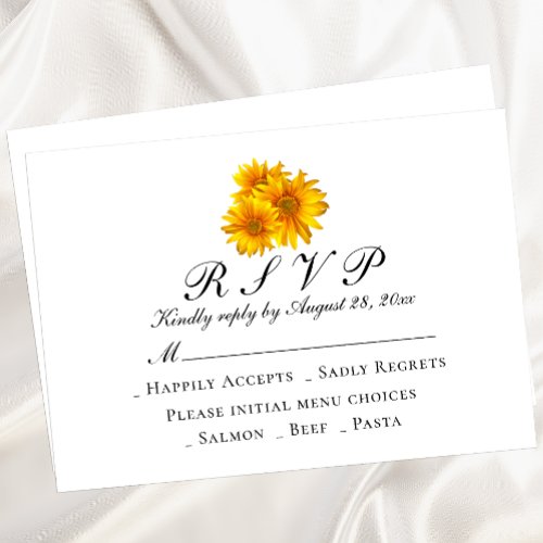 Boho Sunflower Country Yellow Floral Wedding RSVP 