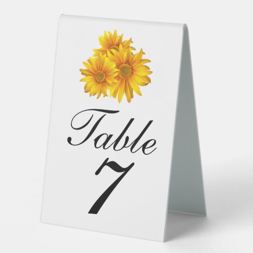 Boho Sunflower Country Yellow Floral Wedding  Table Tent Sign