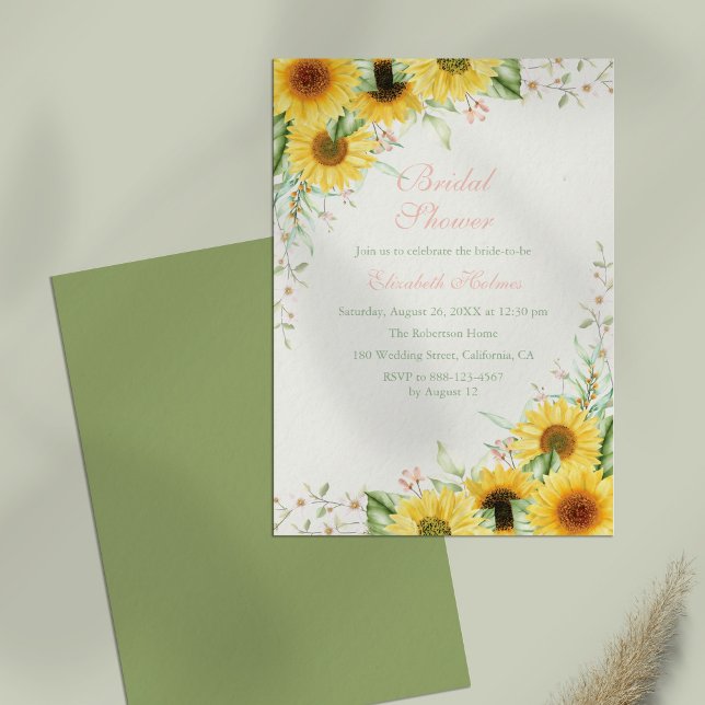 Boho Sunflower Delight Bridal Shower Invitation (Boho Sunflower Delight Bridal Shower Invitation on a table.)