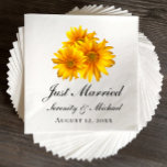 Boho Sunflower Elegant Floral Just Married Wedding Napkins at Zazzle