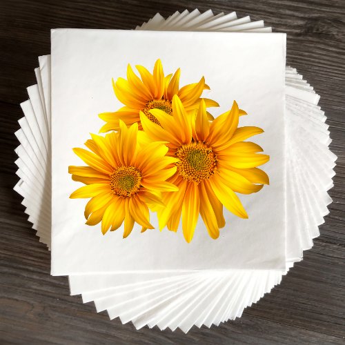 Boho Sunflower Elegant Floral Wedding Thank You Napkins