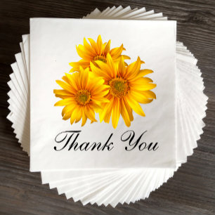 Boho Sunflower Elegant Floral Wedding Thank You Napkins