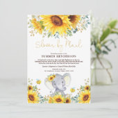 Boho Sunflower Elephant Baby Shower By Mail Invitation (Standing Front)