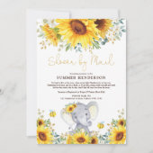 Boho Sunflower Elephant Baby Shower By Mail Invitation (Front)