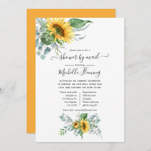 Boho Sunflower Eucalyptus Baby Shower by Mail Invitation