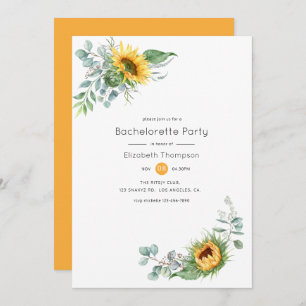 Boho Sunflower Eucalyptus Bachelorette Party Invitation