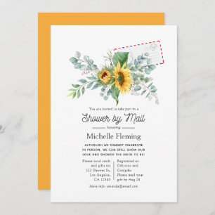 Boho Sunflower Eucalyptus Bridal Shower by Mail Invitation