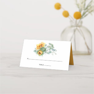 Boho Sunflower Eucalyptus Wedding Place Card