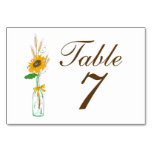 Boho Sunflower Fall Country Yellow Floral Wedding  Table Number