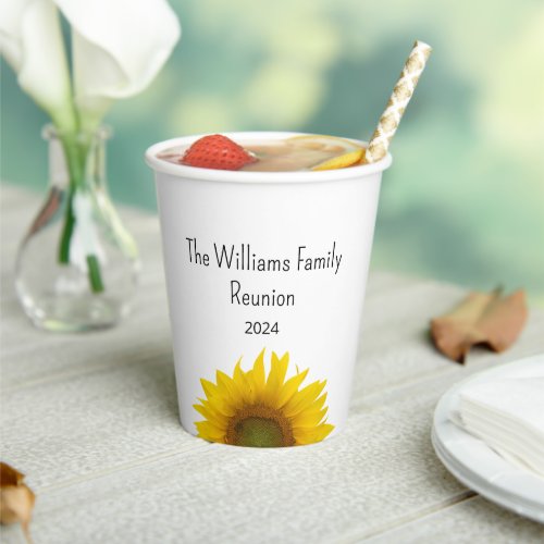 Boho Sunflower Family Reunion Summer Barbecue Paper Cups