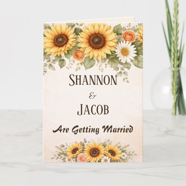 Boho Sunflower Floral Elegant Custom Wedding  Invitation (Front)