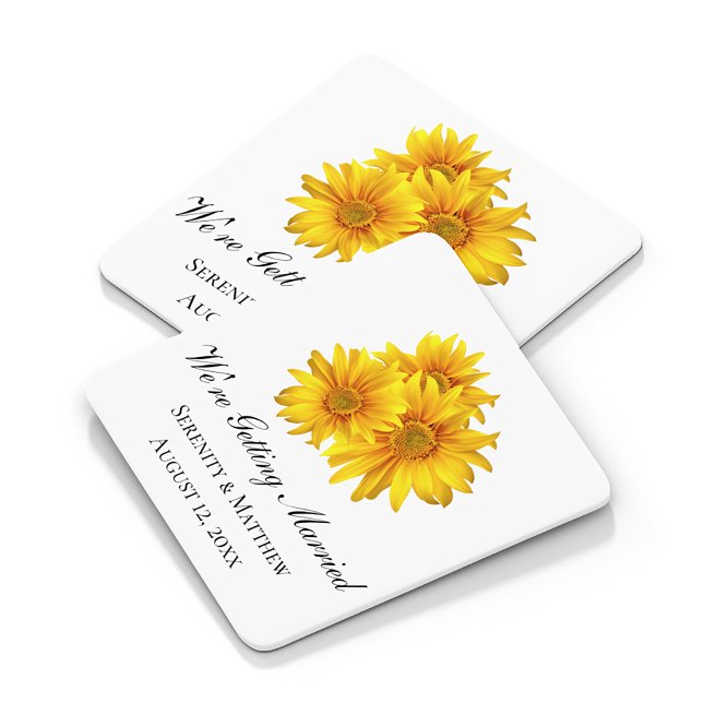 Boho Sunflower Floral Wedding Engagement Party Square Paper Coaster (Creator Uploaded)
