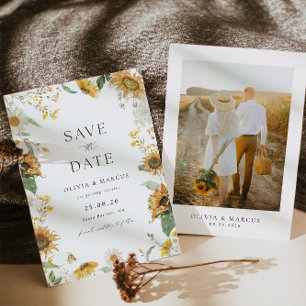 Boho Sunflower Golden Rays Floral Elegant Wedding Save The Date