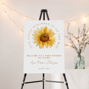 Boho Sunflower Neutral Baby Shower Welcome Sign