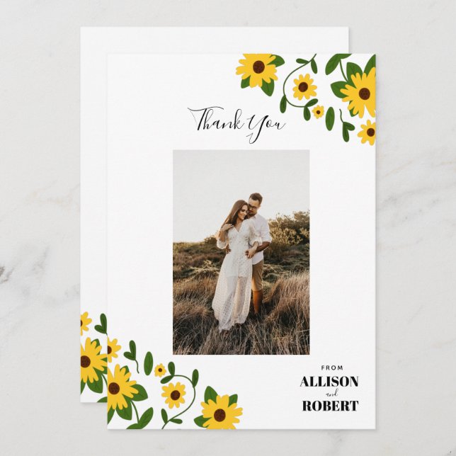 Boho Sunflower Patch Thank You Card (Front/Back)