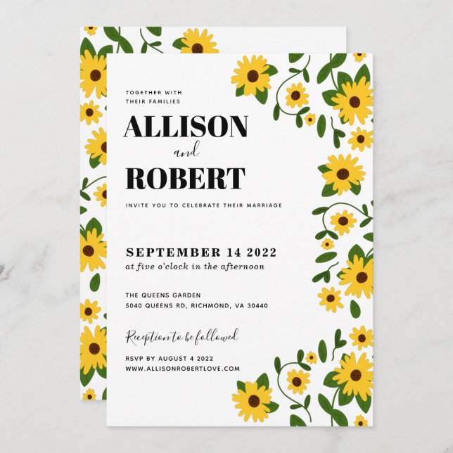 Boho Sunflower Patch Wedding Invitation (Front/Back)