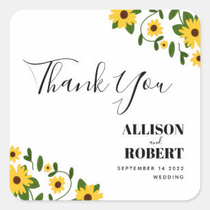 Boho Sunflower Patch Wedding Sticker