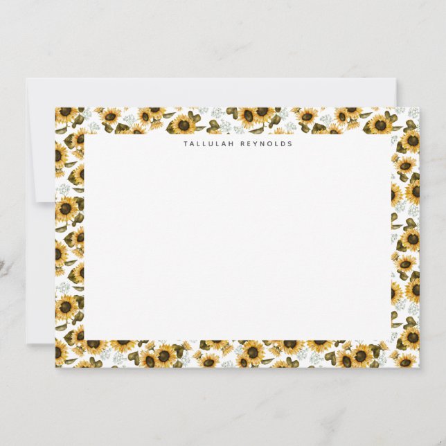 Boho Sunflower pattern Note Card (Front)