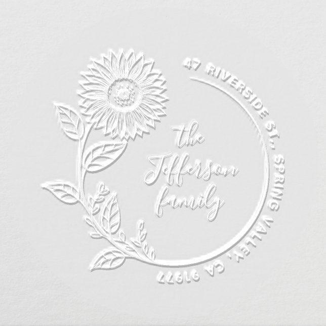 Boho Sunflower Rustic Family Return Address Embosser (Design)