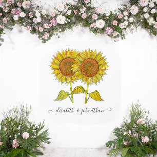 Boho Sunflower Rustic Floral Custom Summer Wedding Wall Decal