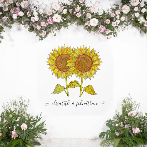 Boho Sunflower Rustic Floral Custom Summer Wedding Wall Decal