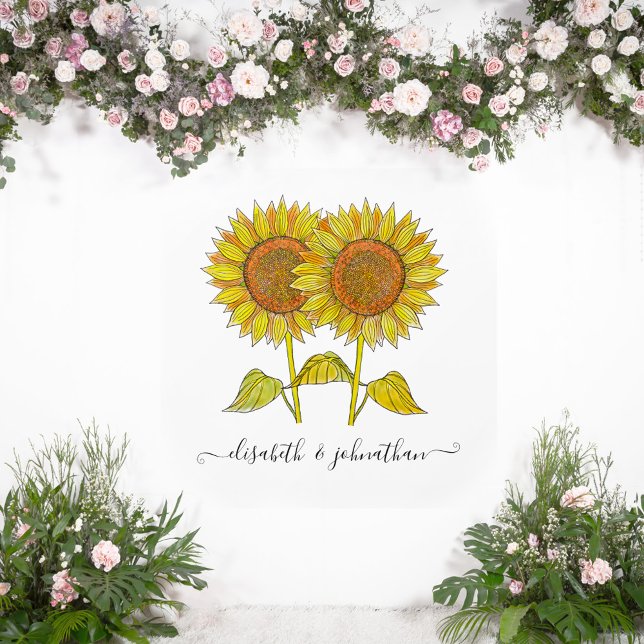 Boho Sunflower Rustic Floral Custom Summer Wedding Wall Decal (Creator Uploaded)