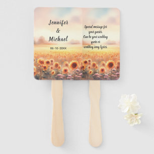 Boho Sunflower Rustic Watercolor Country Wedding Hand Fan