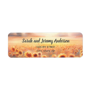Boho Sunflower Rustic Watercolor Country Wedding Label