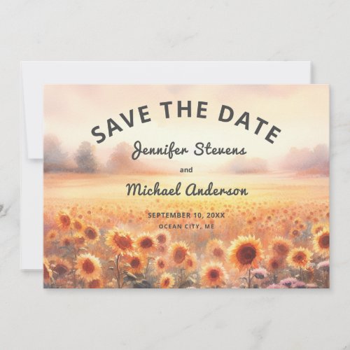 Boho Sunflower Rustic Watercolor Country Wedding Save The Date