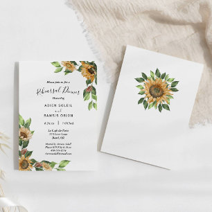 Boho Sunflower Rustic Wedding Rehearsal Dinner Invitation