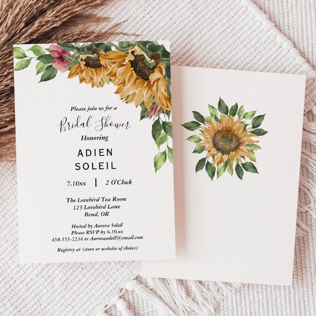 Boho Sunflower Rustic Wildflower Bridal Shower Invitation (Creator Uploaded)