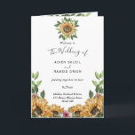 Boho Sunflower Rustic Wildflower Folded Wedding Program<br><div class="desc">This boho sunflower rustic wildflower folded wedding program is perfect for your modern bohemian wedding. This design features black simple calligraphy with rustic sunflowers, greenery, and wildflowers on a neutral bright white background to match your classic traditional wedding or elegant boho wedding in the summer or fall. Please feel free...</div>