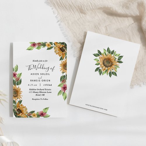 Boho Sunflower Rustic Wildflower Wedding Invitation