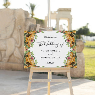 Boho Sunflower Rustic Wildflower Wedding Welcome Foam Board