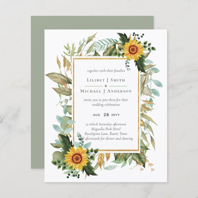 Boho Sunflower Sage Greenery Wedding (Front/Back)