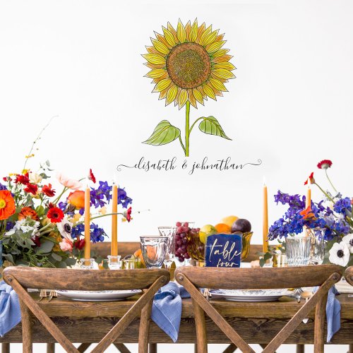  Boho Sunflower Vintage Rustic Floral Custom Names Wall Decal