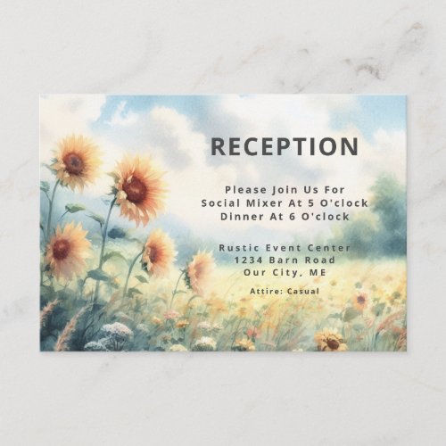 Boho Sunflower Watercolor Rustic Country Wedding Enclosure Card