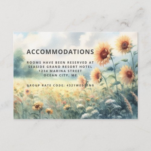 Boho Sunflower Watercolor Rustic Country Wedding Enclosure Card