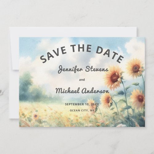 Boho Sunflower Watercolor Rustic Country Wedding Save The Date