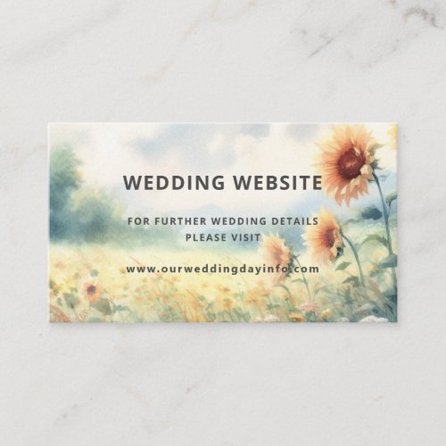 Boho Sunflower Watercolor Rustic Wedding Website Enclosure Card