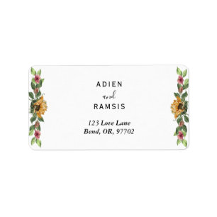 Boho Sunflower Wedding Return Address Label
