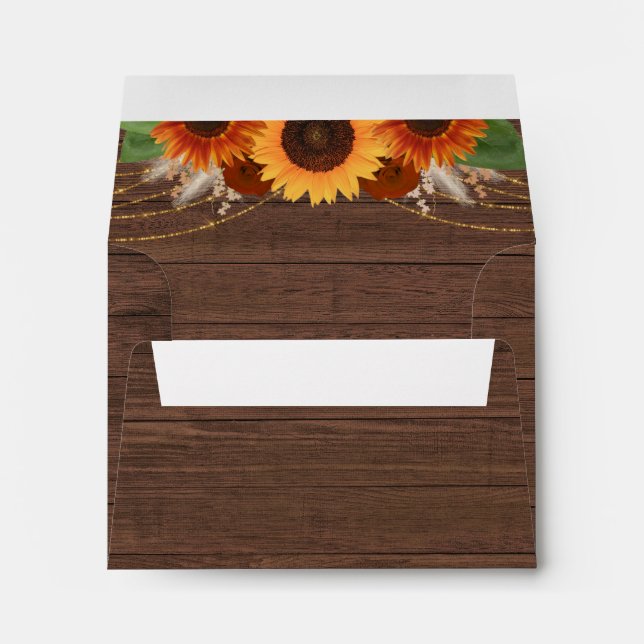 Boho Sunflower Wedding RSVP Card Return Address Envelope (Back (Bottom))