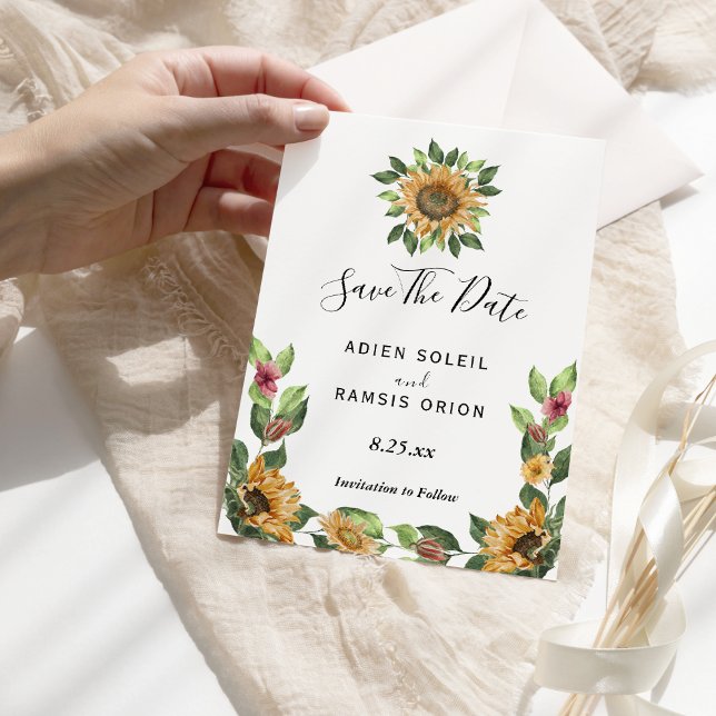 Boho Sunflower Wedding Save The Date Card (Creator Uploaded)